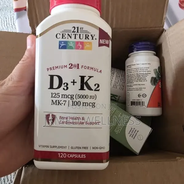 21st Century Vitamin D3 125 MCG Plus K2 (5000 IU, MK-7) 120 Capsules
