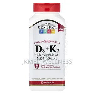 21st Century Vitamin D3 125 MCG Plus K2 (5000 IU, MK-7) 120 Capsules