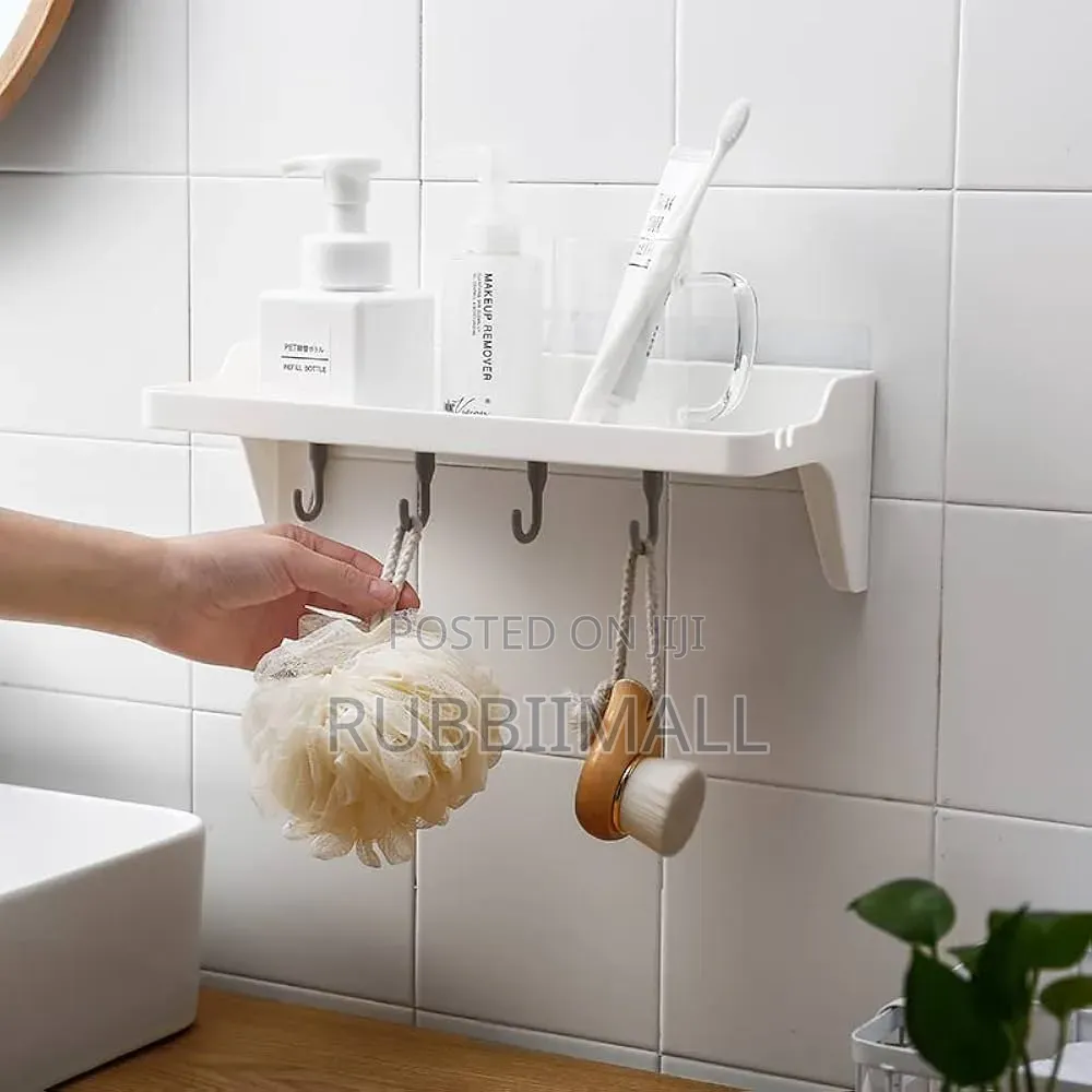 Self-Adhesive Wall-Mounted Bathroom and Kitchen Storage Shelf