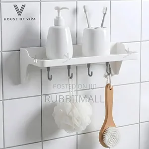 Self-Adhesive Wall-Mounted Bathroom and Kitchen Storage Shelf