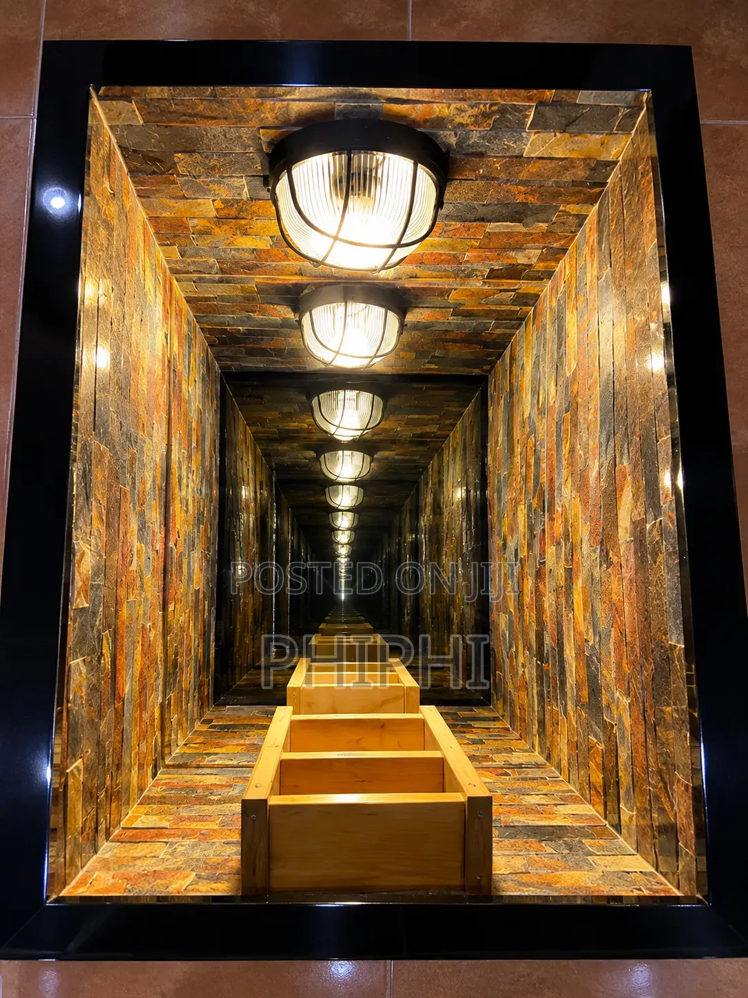 Infinity Center Table With Warm Lights Inside and a Good Decor