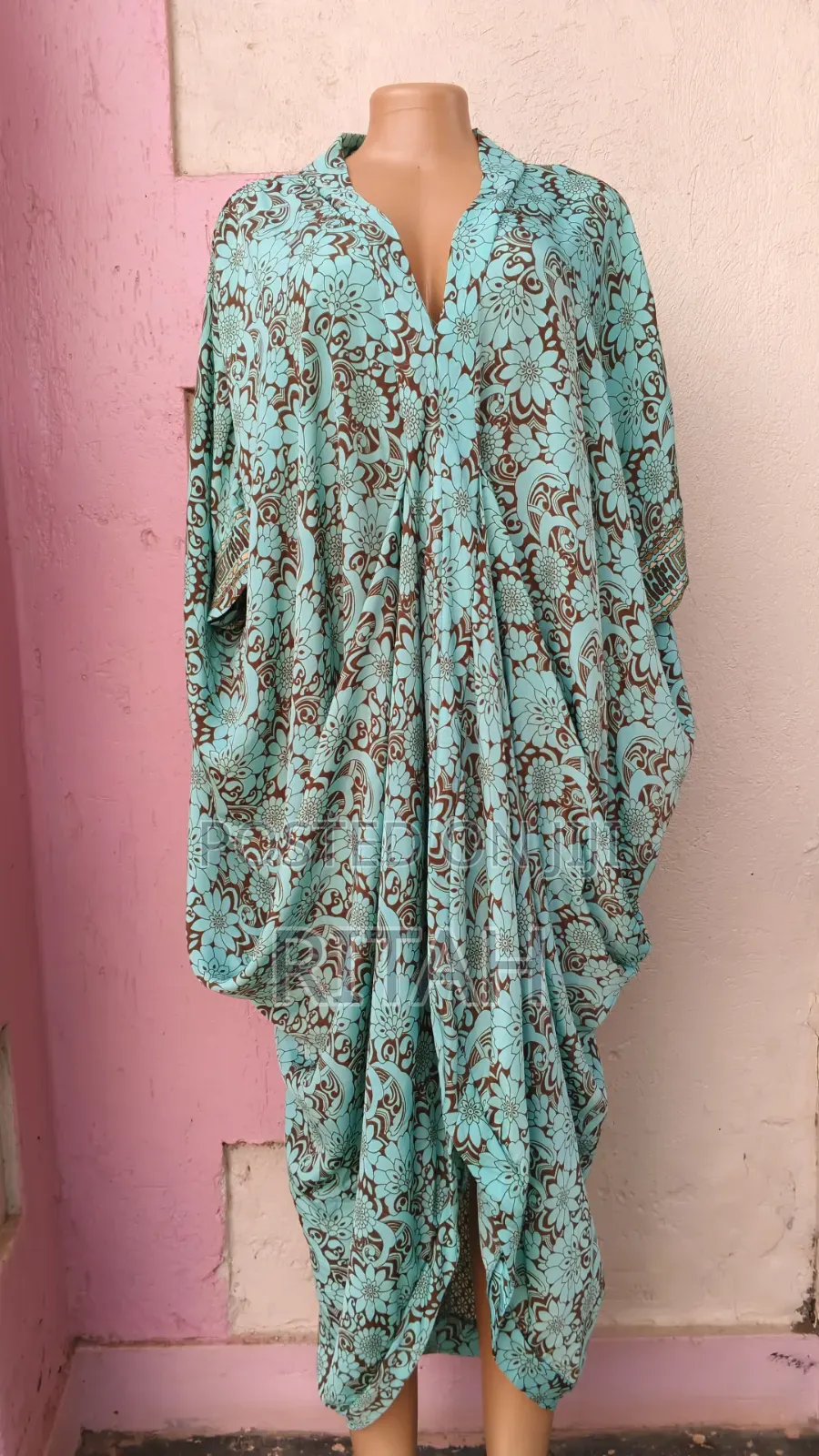 Beautiful Turquoise Floral Kaftan Dress for Women