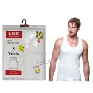 Unisex Vest - 3 Pieces Pack of Lux Premium Cotton Vests White