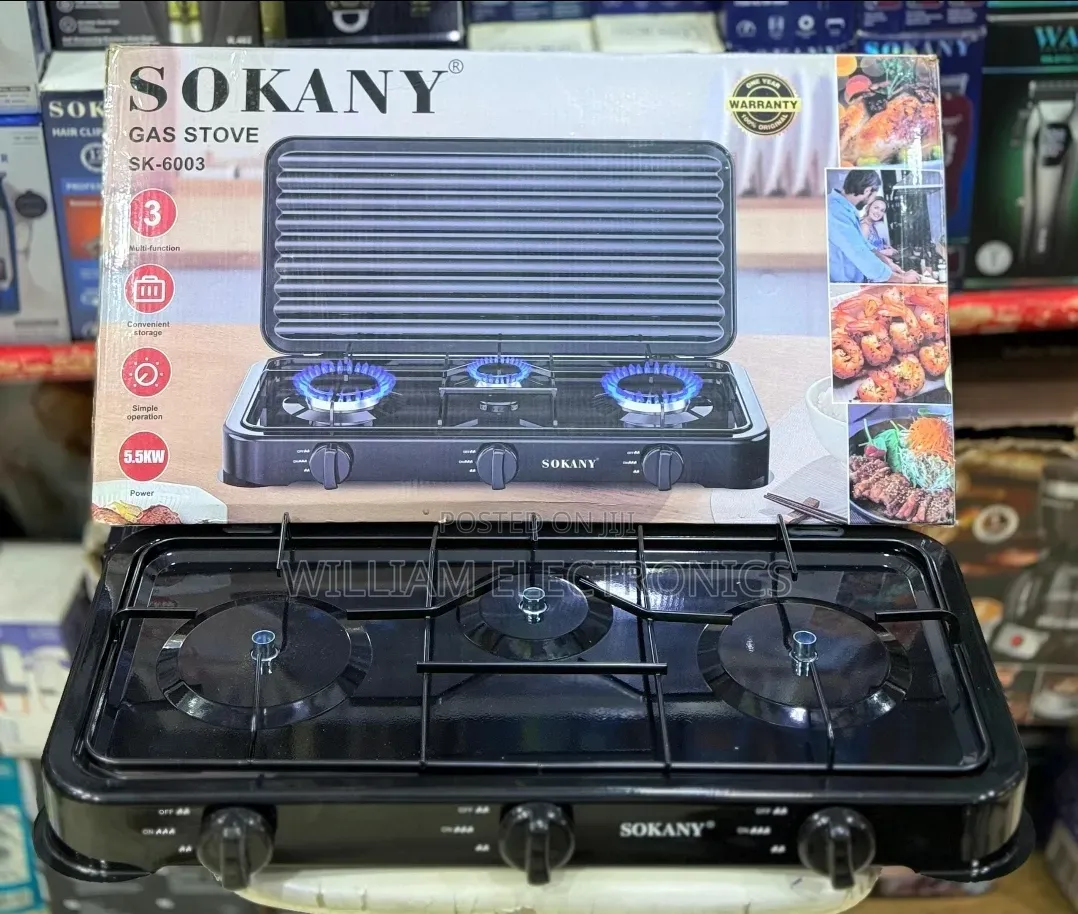 Sokany SK-6003 3-Burner Table Gas Stove