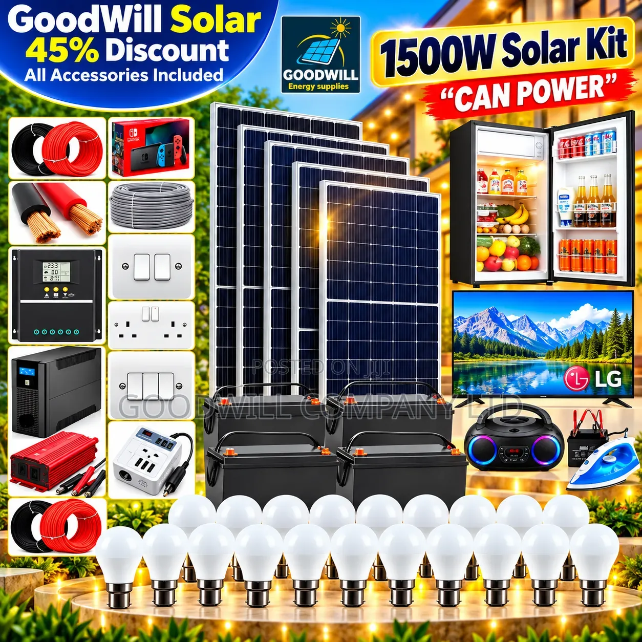 1500w Massive Clean Energy Solar System Full Kit