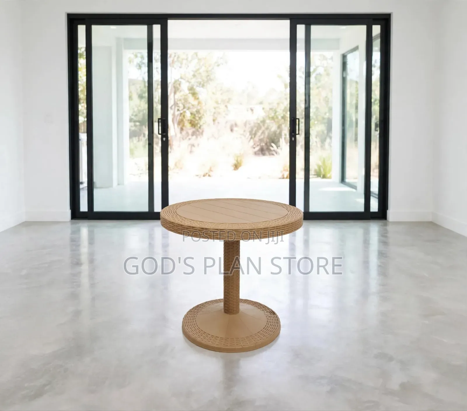 Brown Round Pedestal Plastic Table