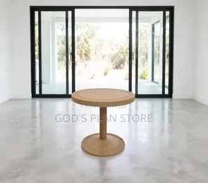 Brown Round Pedestal Plastic Table