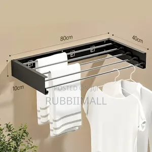 Wall-Mounted Metal Folding Towel & Clothes Drying Rack (80×10.5×40cm)