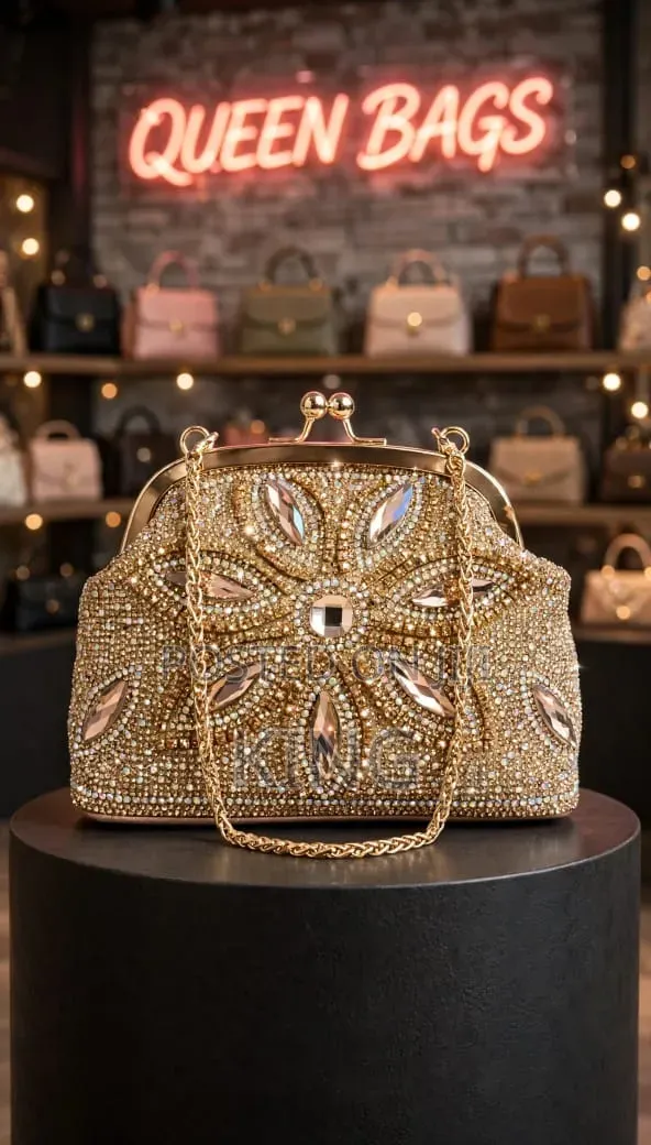 Rhinestone-Embellished Clutch Bag