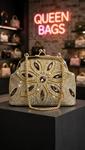 Rhinestone-Embellished Clutch Bag