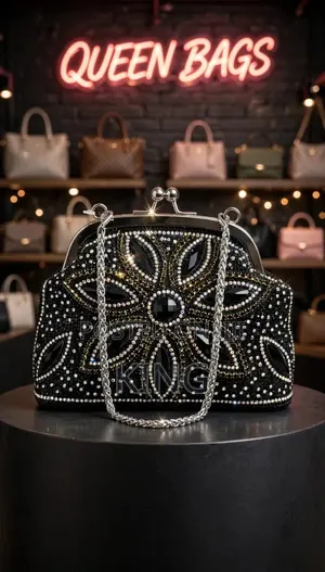 Rhinestone-Embellished Clutch Bag