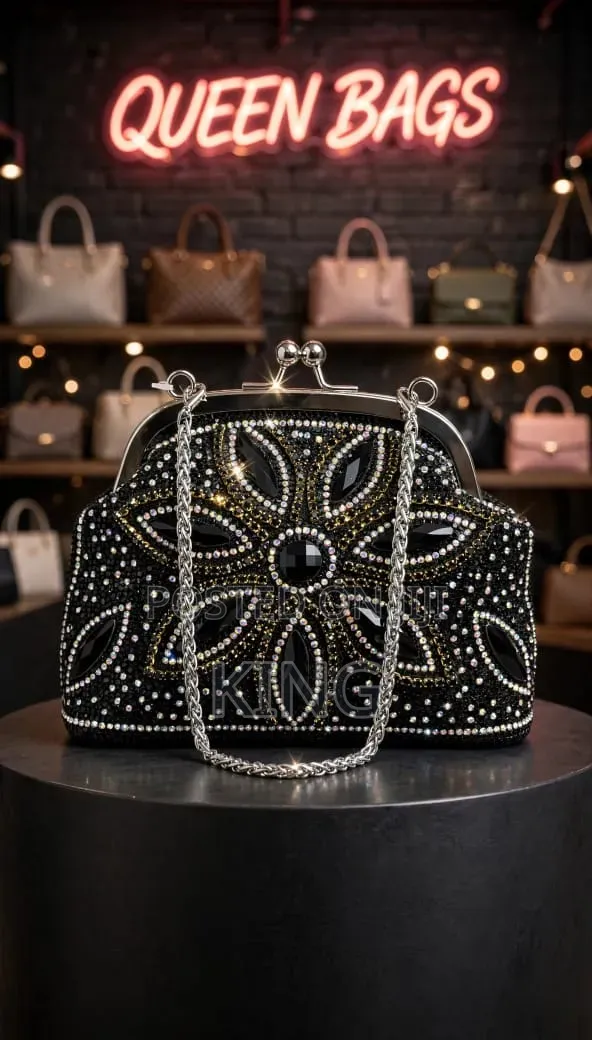 Rhinestone-Embellished Clutch Bag