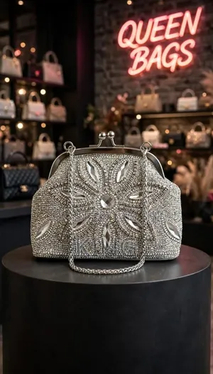 Rhinestone-Embellished Clutch Bag