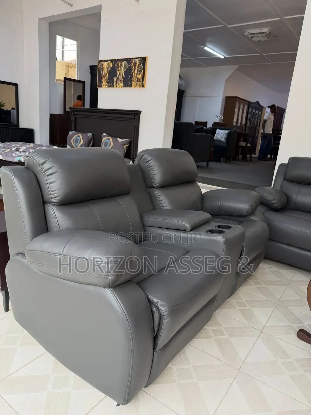 Black Leather Premium Sofa 7 Seater