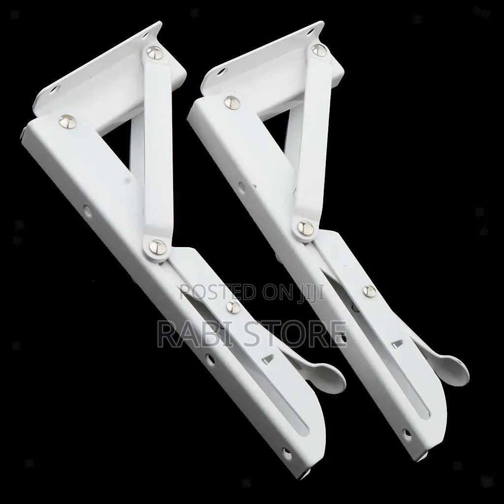 White Metal Heavy-Duty Folding Shelf Brackets-Pair