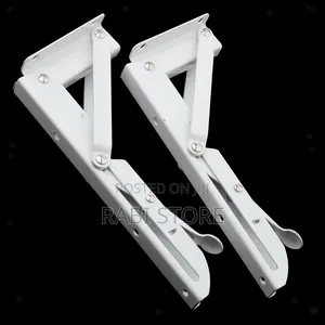 White Metal Heavy-Duty Folding Shelf Brackets-Pair