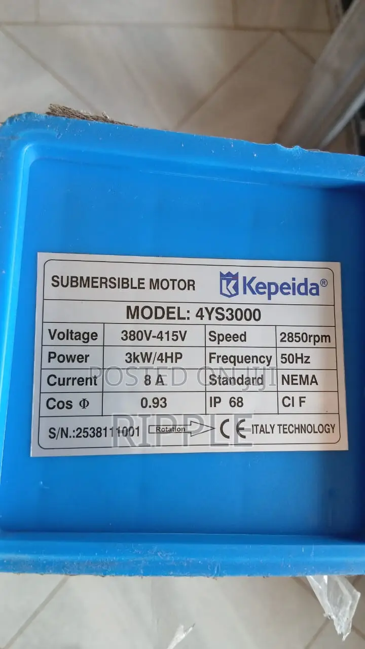3000W Electric AC Borehole Water Pump Set – 287m Head | 4HP