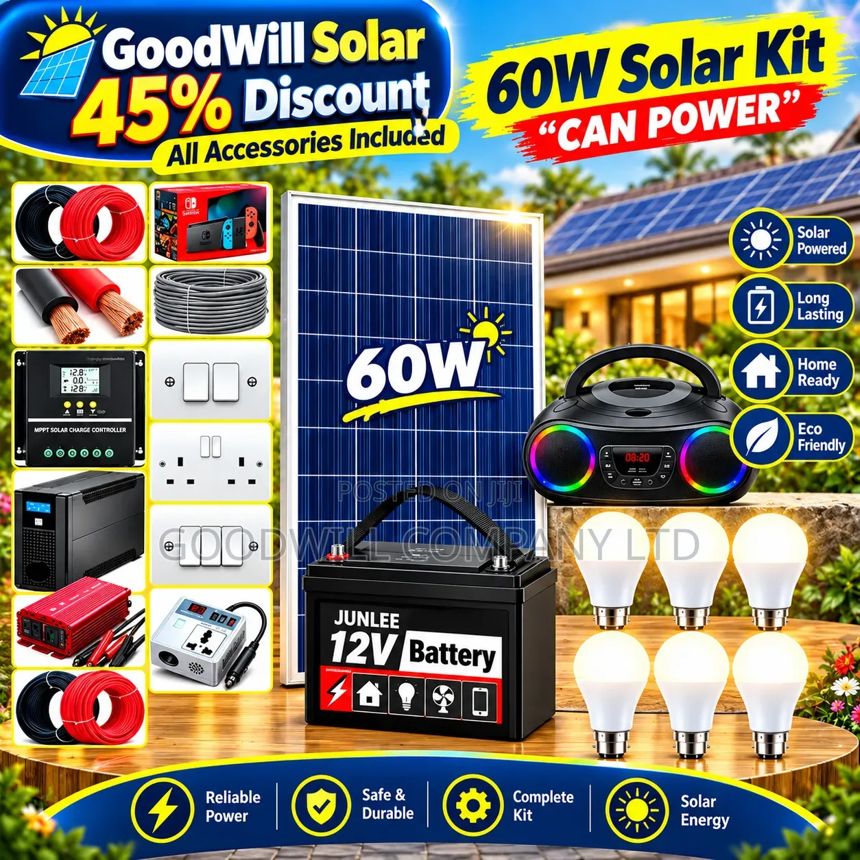 60w Clean Energy Solar System Full Kit