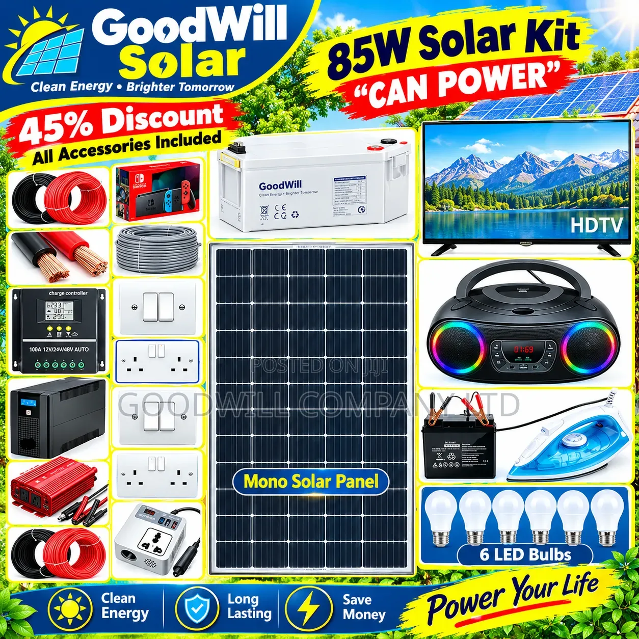 85w Massive Clean Energy Solar System Full Kit