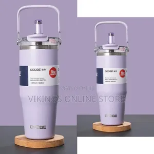 Purple Dodge Insulated Vacuum Tumbler With a Built-in Handle, Straw