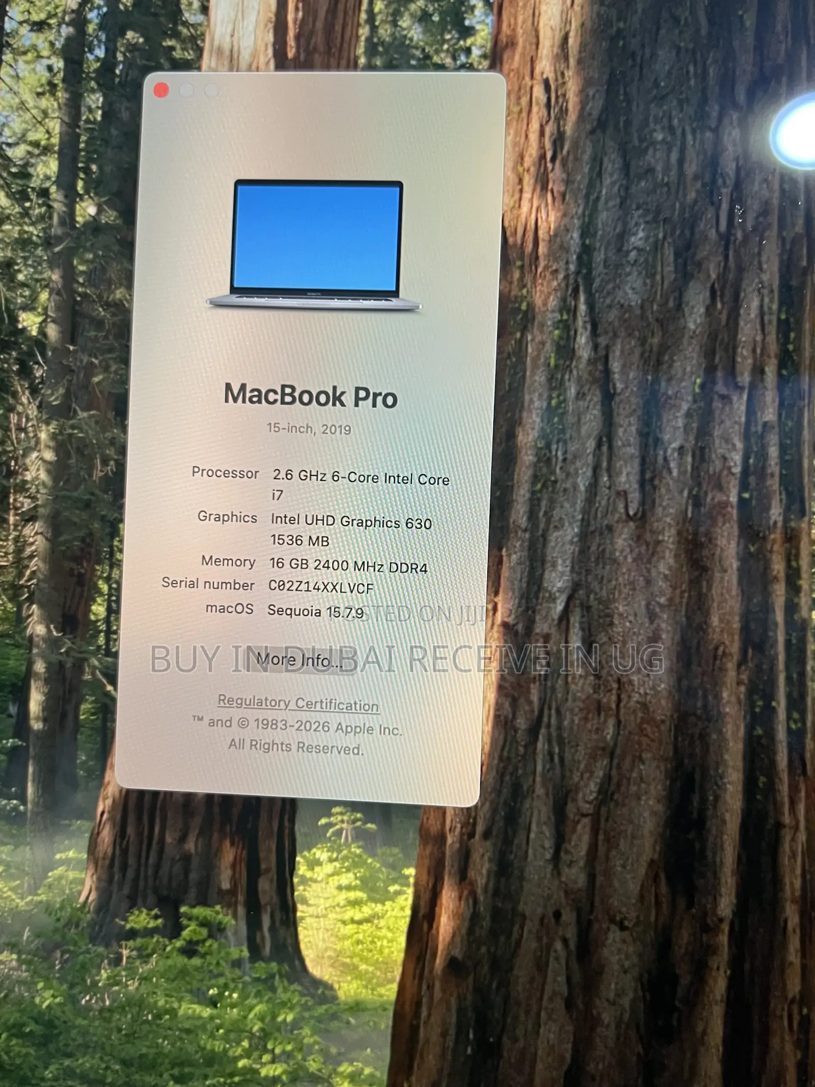 Laptop Apple MacBook Pro 2019 16GB Intel Core i7 SSD 256GB