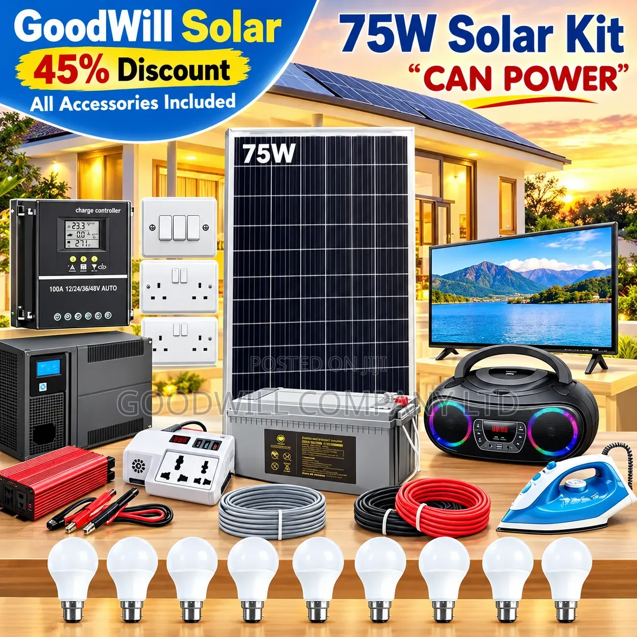 75w Clean Energy Solar System Full Ki
