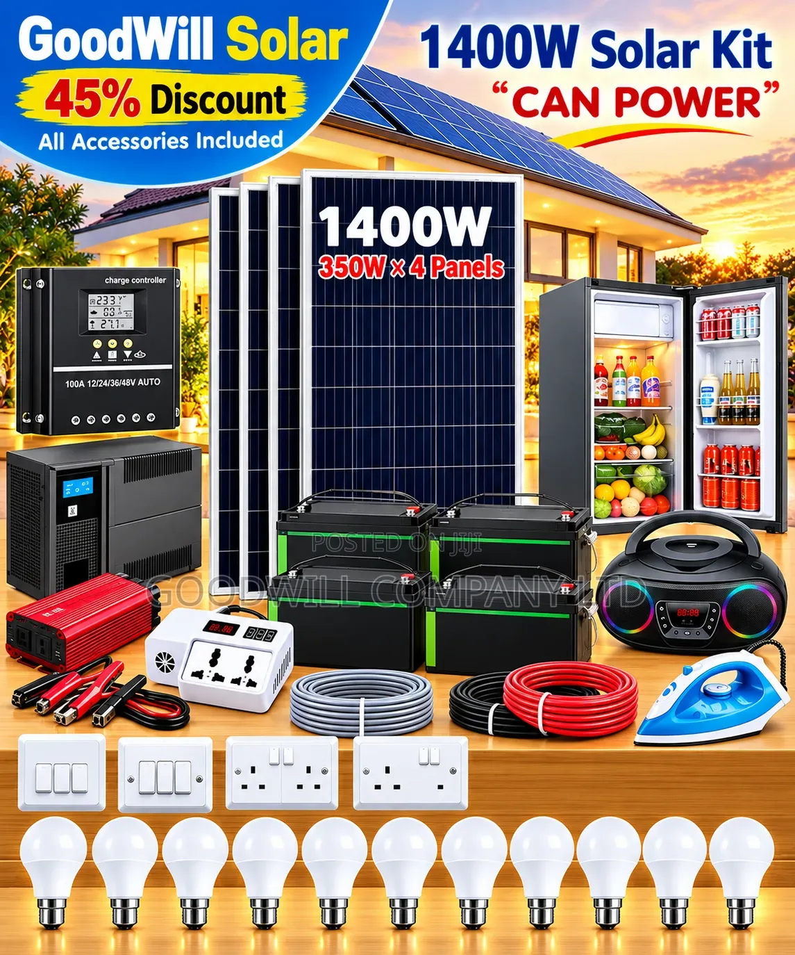 1400w Massive Clean Energy Solar System Full Kit