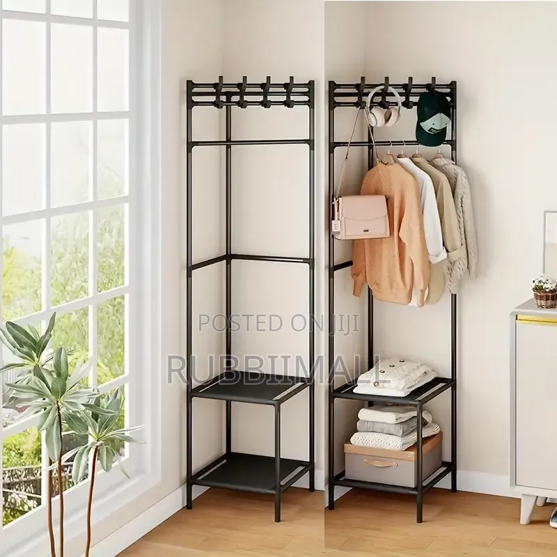 Freestanding Metal Corner Clothes and Storage Racks (190×48cm)