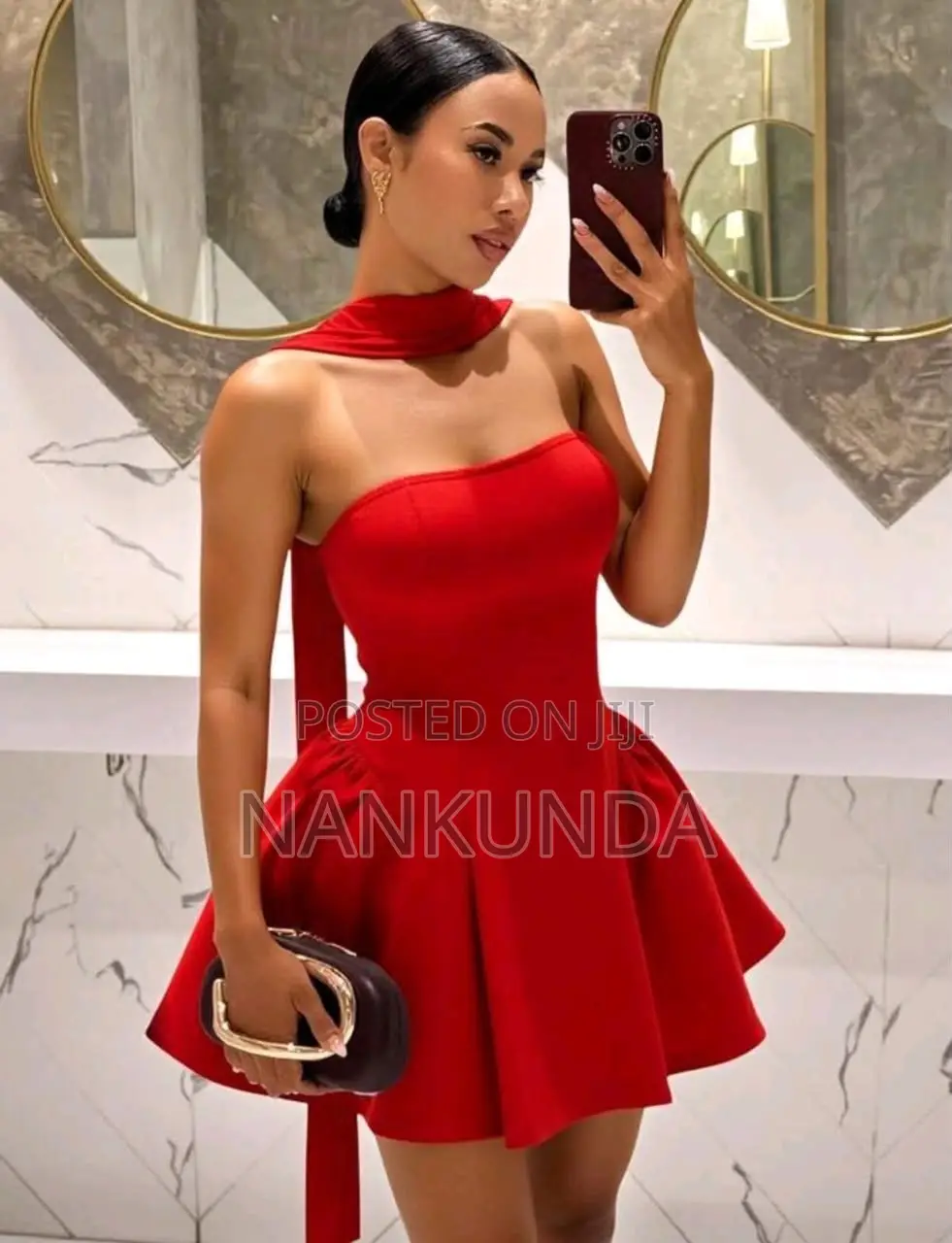 Sexy Strapless Ruffle Mini Party Dress -White Red and Black