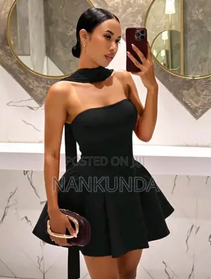 Sexy Strapless Ruffle Mini Party Dress -White Red and Black