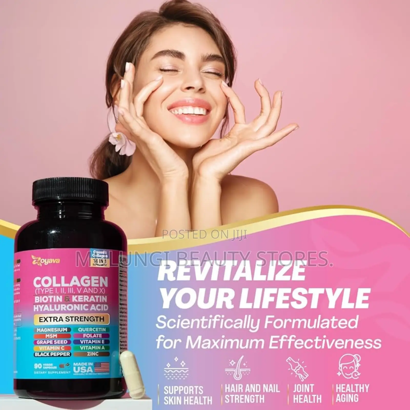 Zoyava Multi Collagen Peptides Capsules 14-in-1Extra Strength USA 