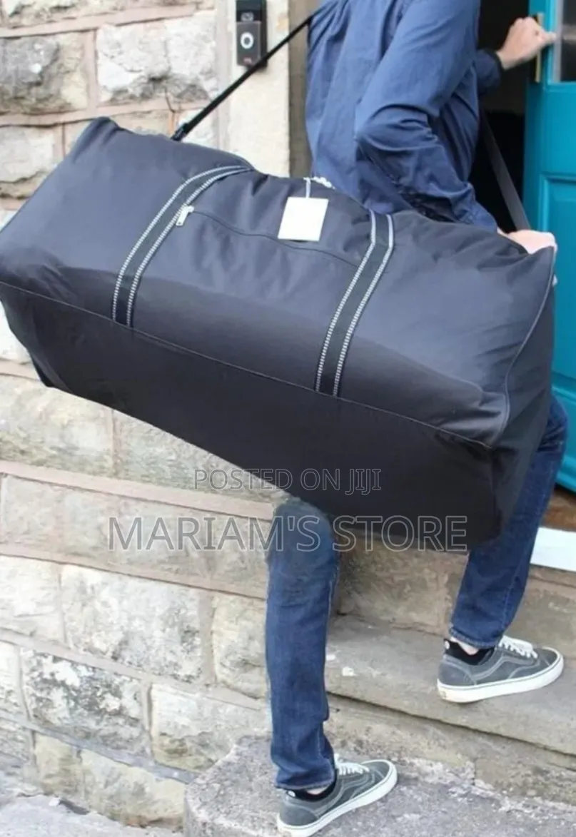 Extra-Large Black Foldable Travel Duffel Bag