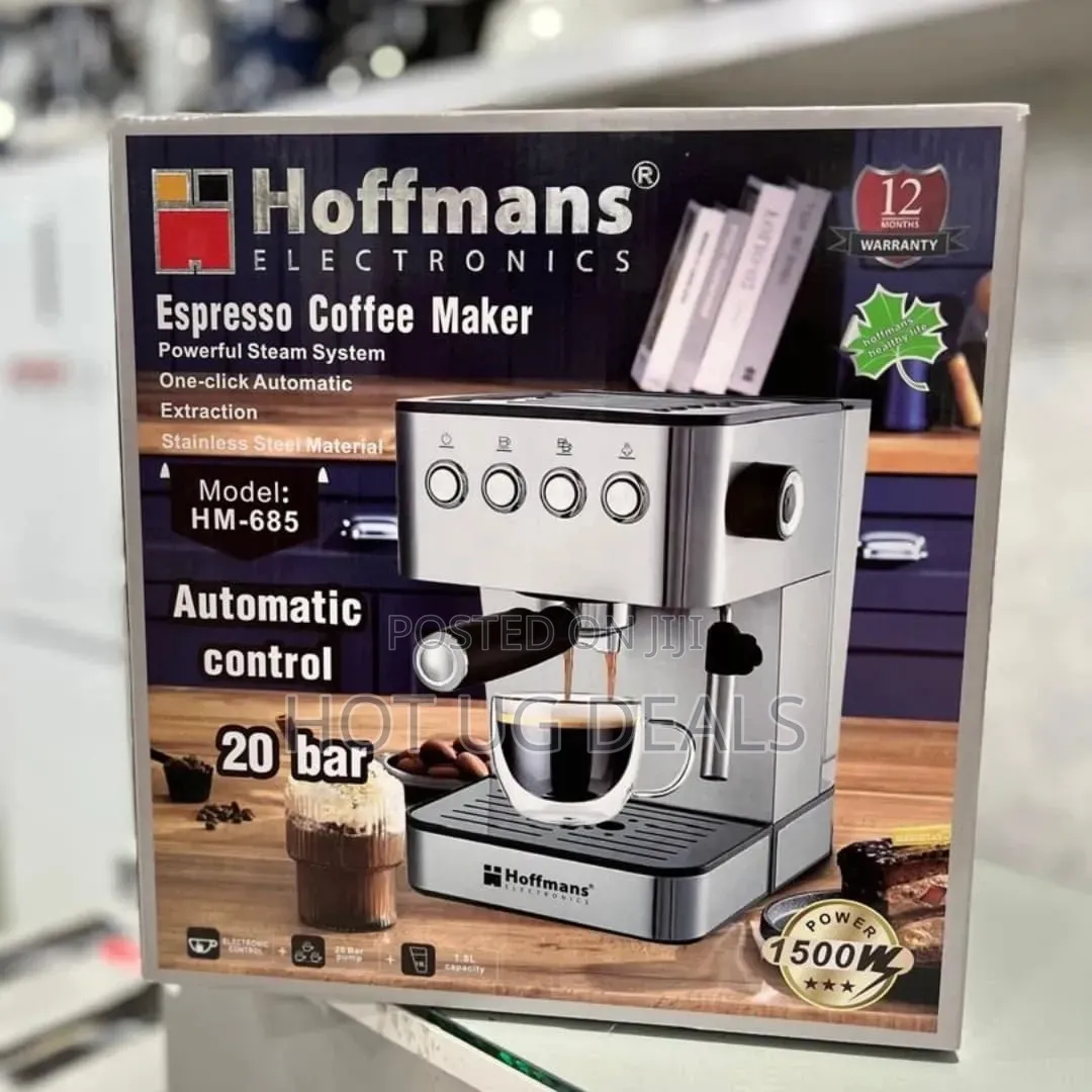 Hoffmans Espresso Coffee Maker– 20 Bar High-Pressure Pump, 1500W, 1.8L