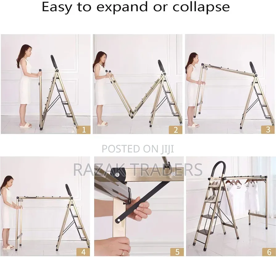 Foldable Clothes Airer Freestanding Step Ladder Foldable for Home Use
