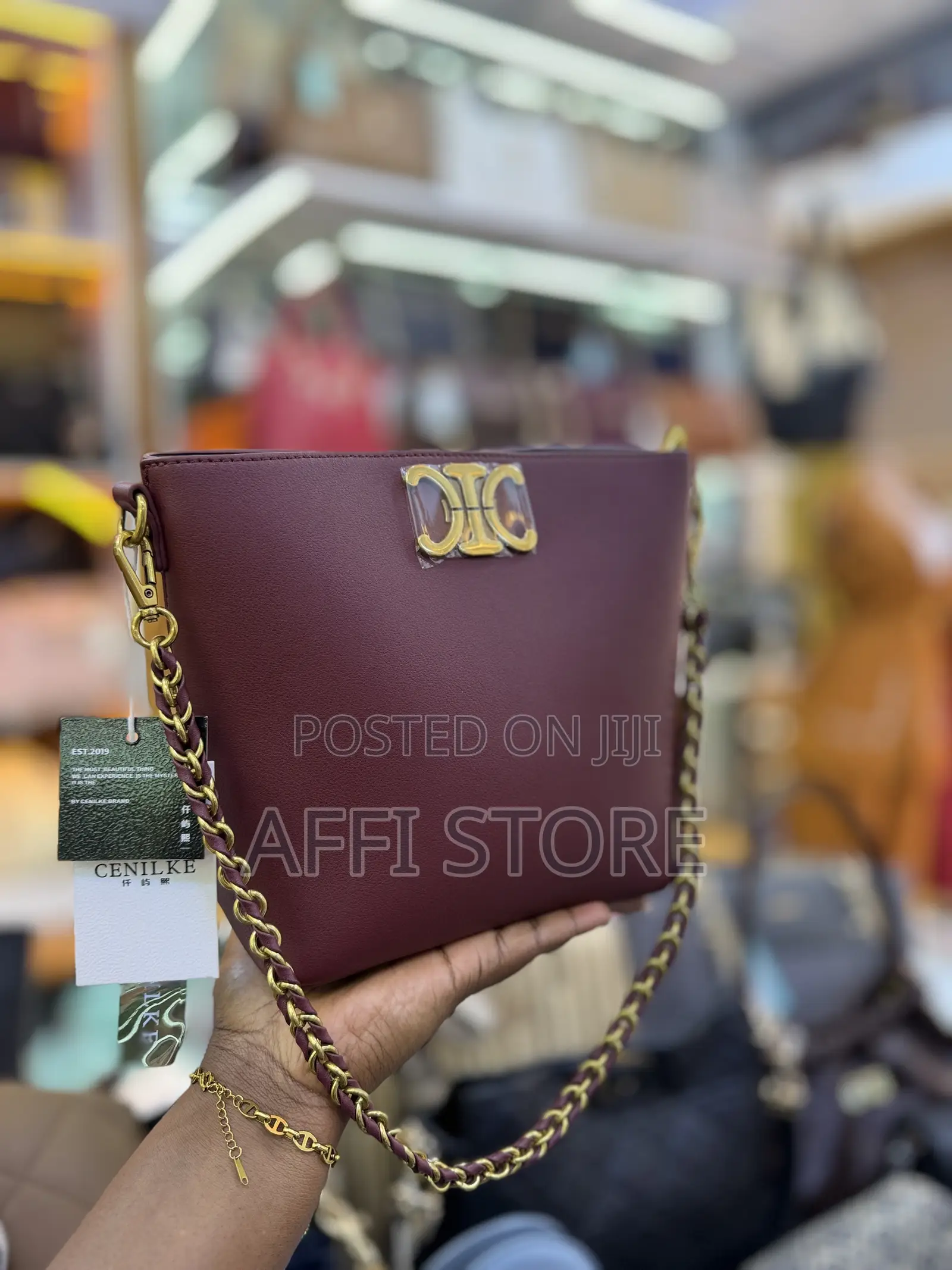 Good Leather Celine Bag Having the Chain Strap and Long Strap