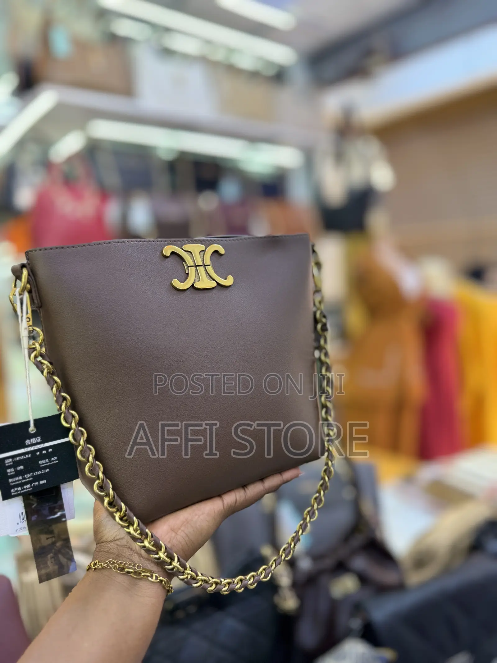 Good Leather Celine Bag Having the Chain Strap and Long Strap