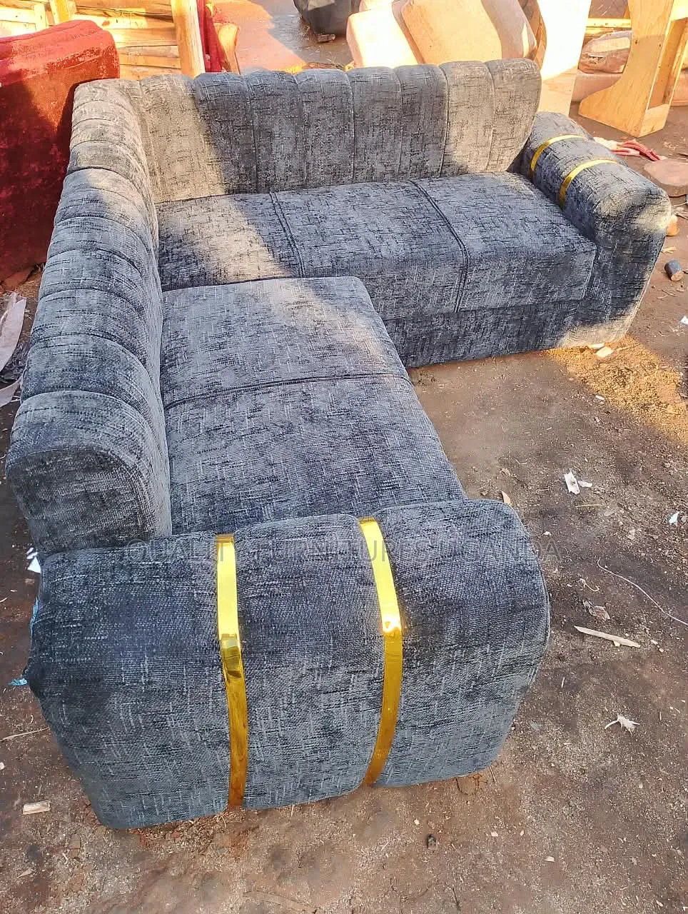 5 Seater Gray Min L Sofa Set