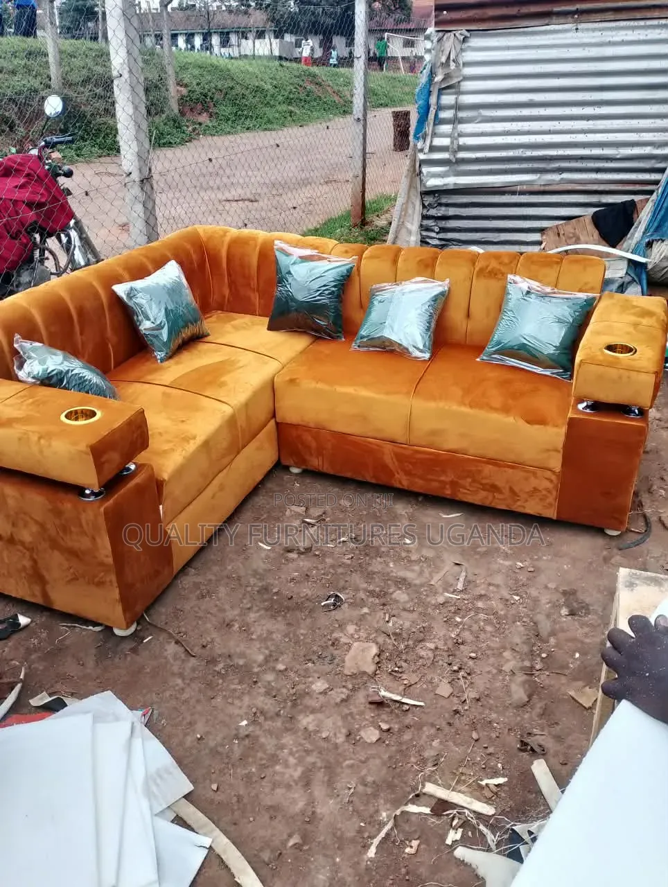 Gold Colored Velvet Sofa Set