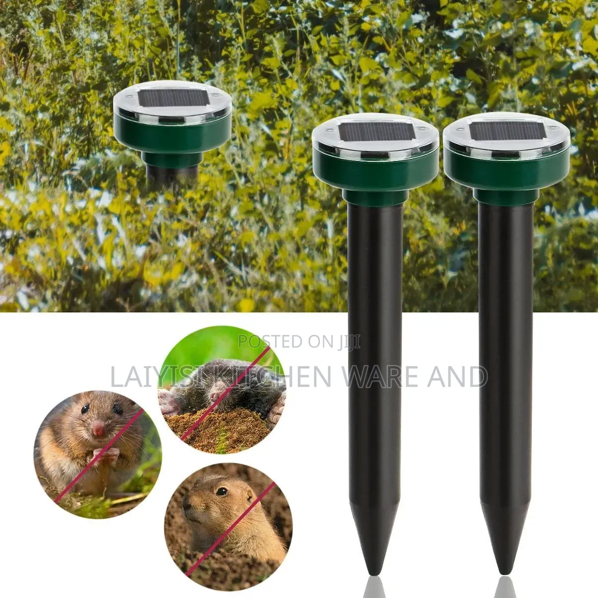 2 Pieces Animal Repeller Ultrasonic Outdoor Pest Cat Mice Deer Sensor