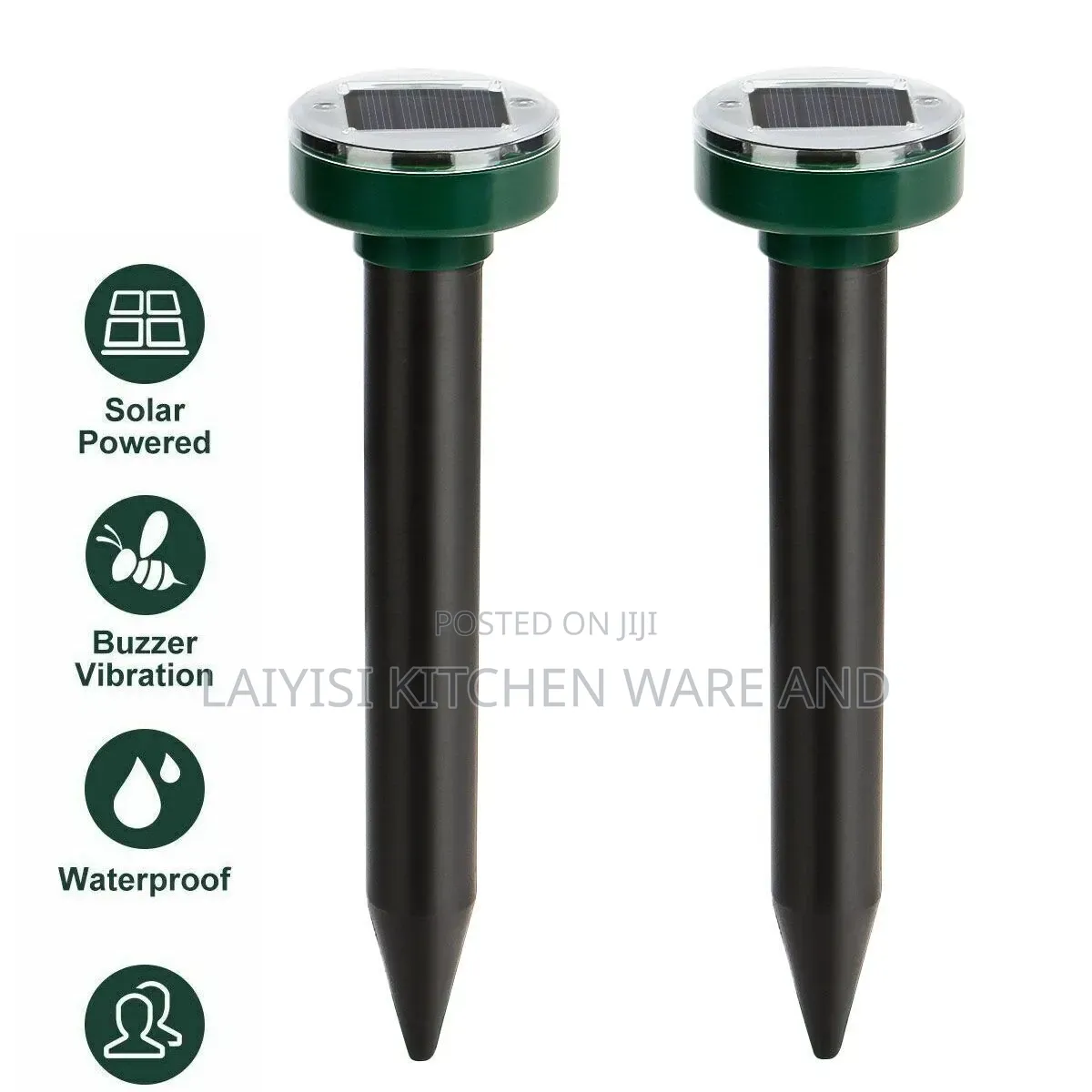 2 Pieces Animal Repeller Ultrasonic Outdoor Pest Cat Mice Deer Sensor
