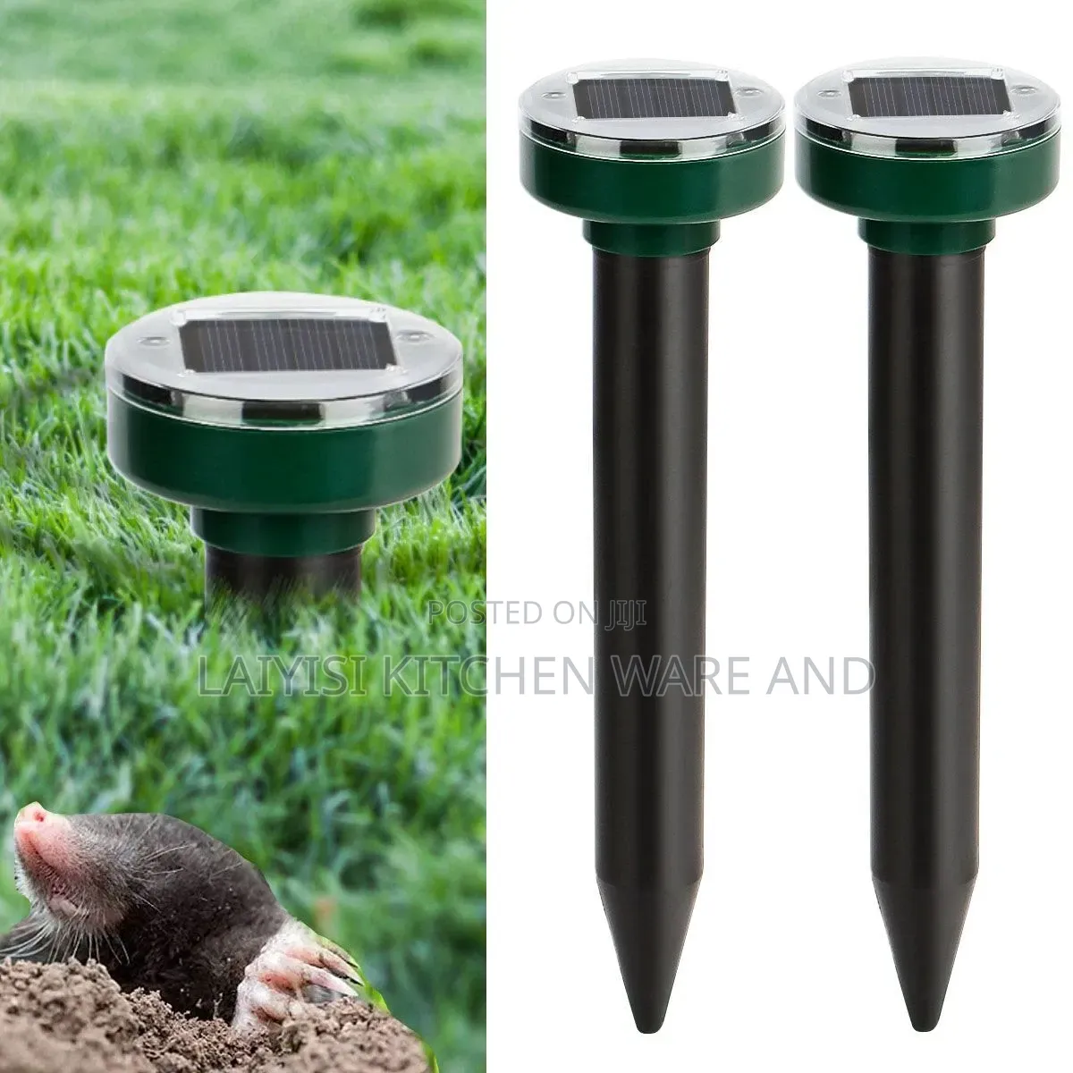 2 Pieces Animal Repeller Ultrasonic Outdoor Pest Cat Mice Deer Sensor