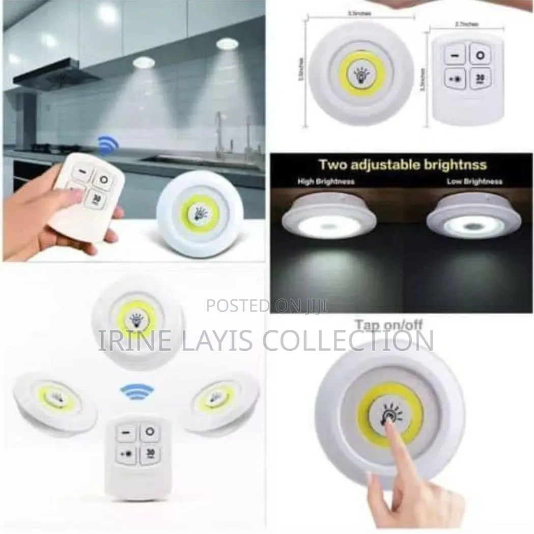 3 PC Set of Wireless COB LED Puck Lights With a Remote Control.