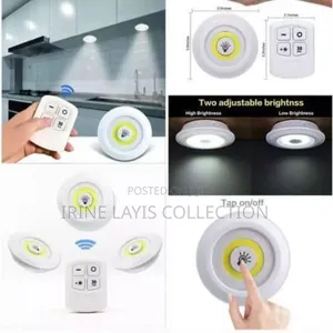 3 PC Set of Wireless COB LED Puck Lights With a Remote Control.