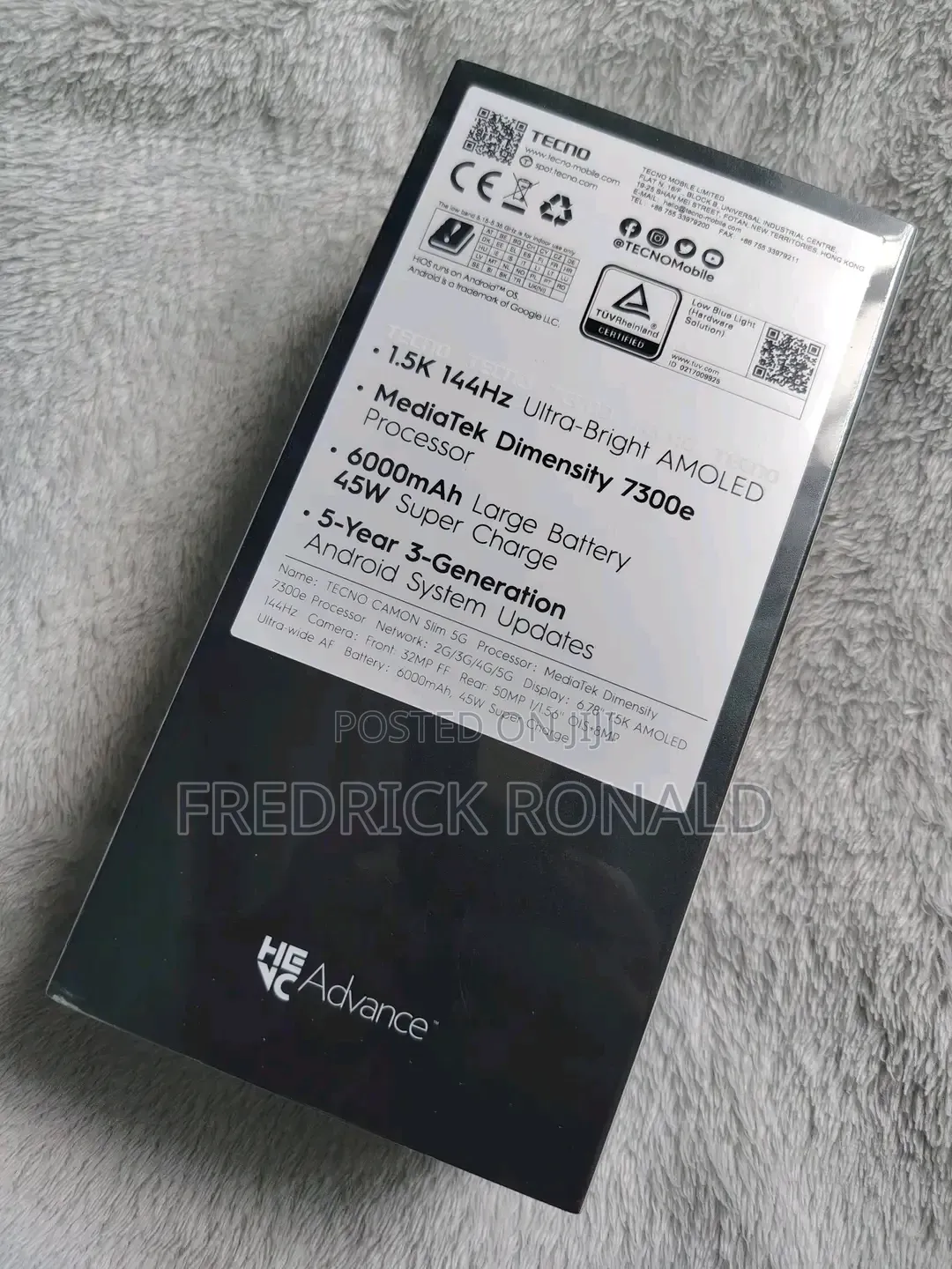 New Tecno Camon Slim 256 GB Graphite