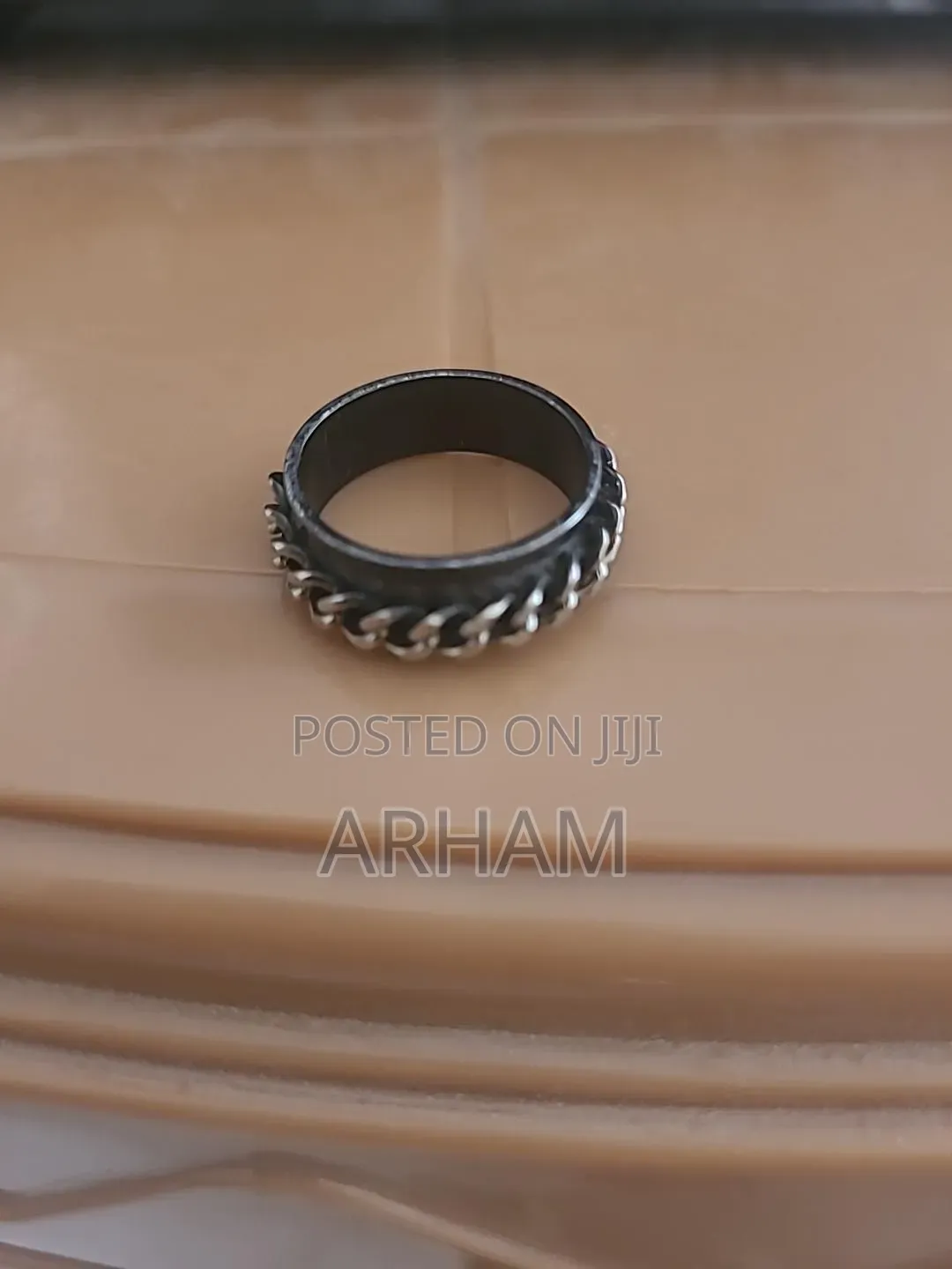 Men’s Black & Silver Chain Ring Stylish Gothic Stainless Steel Jewelry