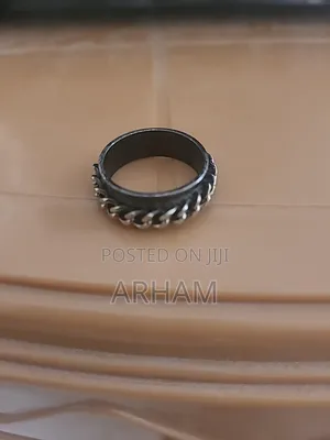 Men’s Black & Silver Chain Ring Stylish Gothic Stainless Steel Jewelry