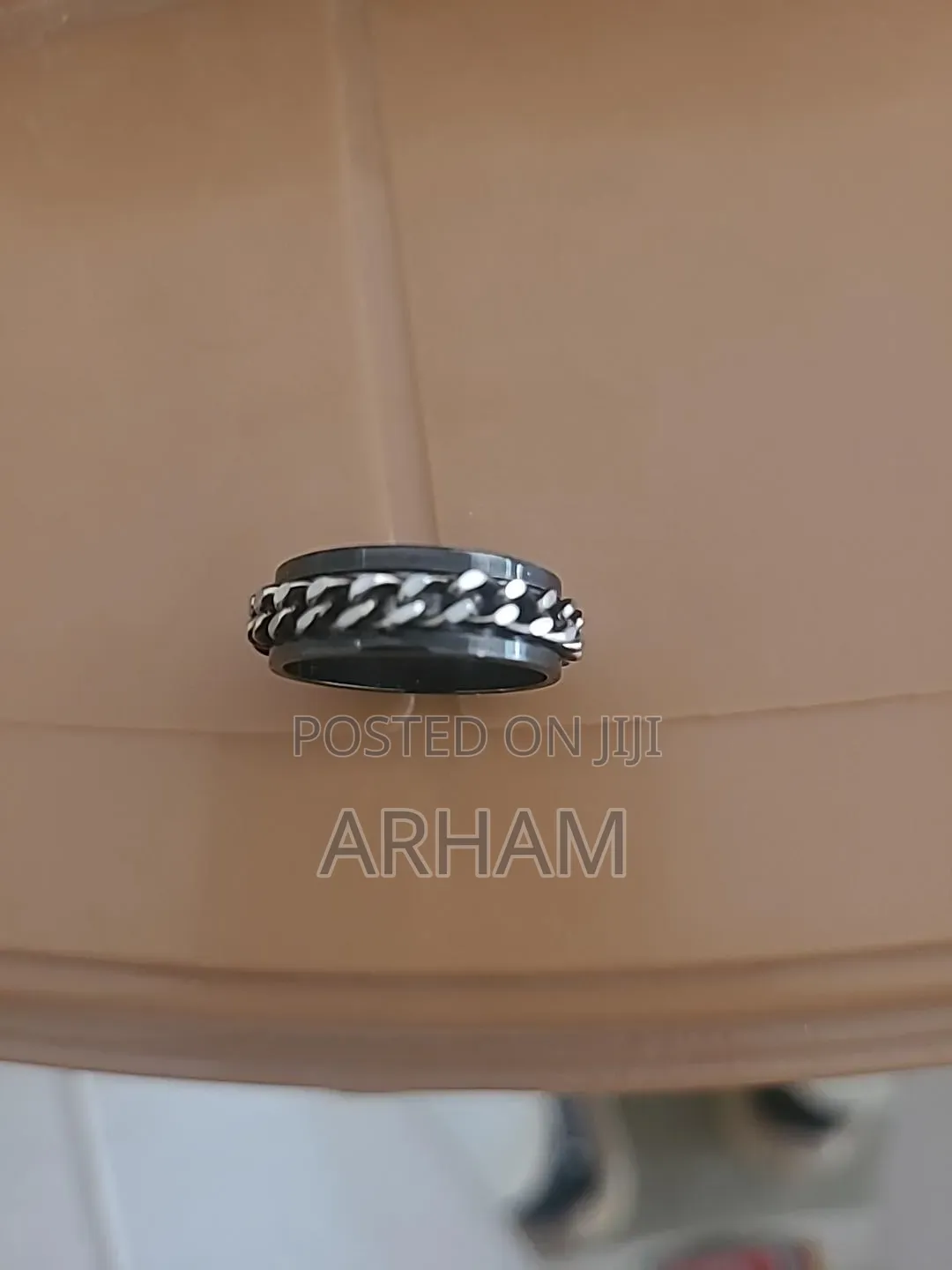Men’s Black & Silver Chain Ring Stylish Gothic Stainless Steel Jewelry