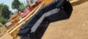 Black Colored L Sofa Set