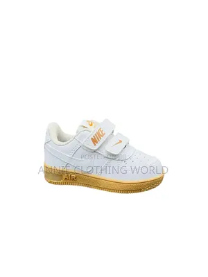 Kids AF1 White Sneakers Velcro Gum Sole 30 -35 Turkey