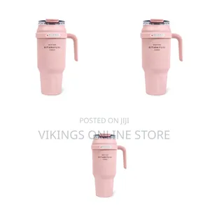 Insulated Stainless Steel Tumbler , a Handle, Lid, Double-Sipper/Straw